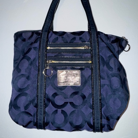 Coach Handbags - Final price:Coach Poppy Op Art Glam Navy blue Signature Jacquard Shoulder Bag